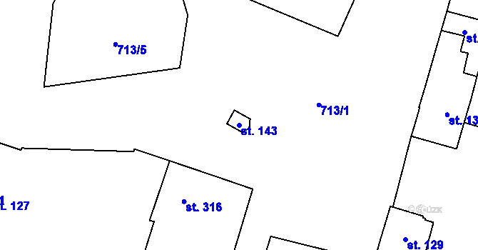 Parcela st. 143 v KÚ Loucká, Katastrální mapa