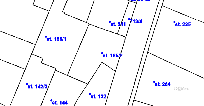 Parcela st. 185/2 v KÚ Loucká, Katastrální mapa