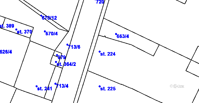 Parcela st. 224 v KÚ Loucká, Katastrální mapa