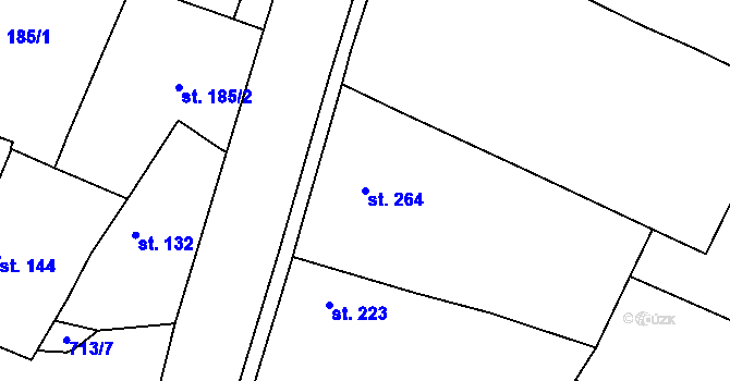 Parcela st. 264 v KÚ Loucká, Katastrální mapa