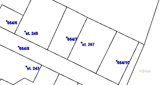 Parcela st. 267 v KÚ Loucká, Katastrální mapa