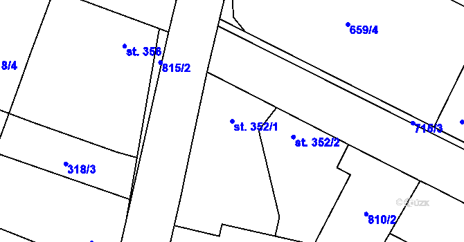 Parcela st. 352/1 v KÚ Loucká, Katastrální mapa