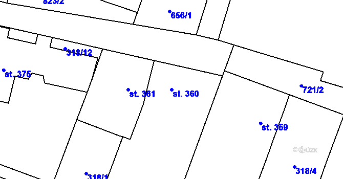 Parcela st. 360 v KÚ Loucká, Katastrální mapa