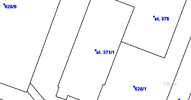 Parcela st. 371/1 v KÚ Loucká, Katastrální mapa
