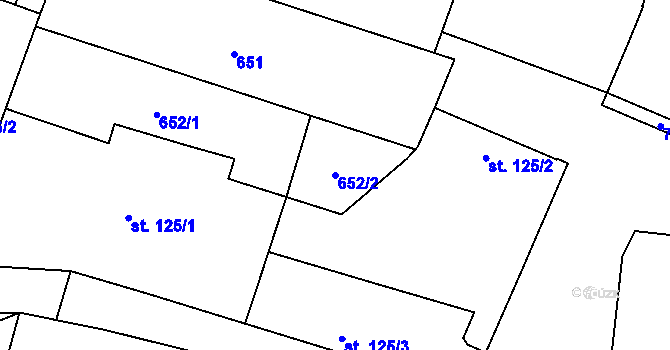 Parcela st. 652/2 v KÚ Loucká, Katastrální mapa