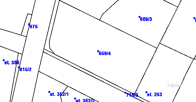 Parcela st. 659/4 v KÚ Loucká, Katastrální mapa