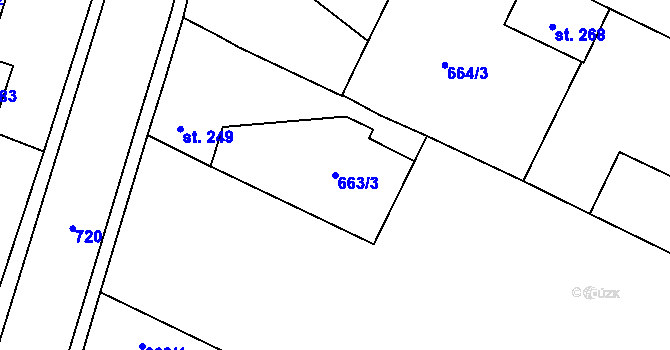Parcela st. 663/3 v KÚ Loucká, Katastrální mapa