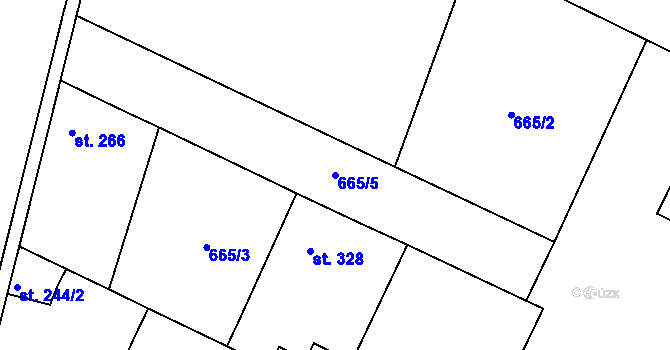 Parcela st. 665/5 v KÚ Loucká, Katastrální mapa