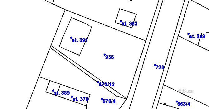 Parcela st. 936 v KÚ Loucká, Katastrální mapa