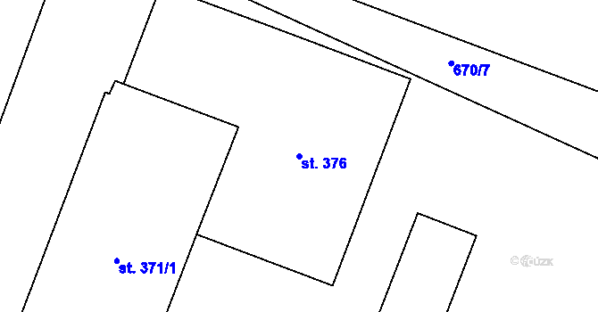 Parcela st. 376 v KÚ Loucká, Katastrální mapa