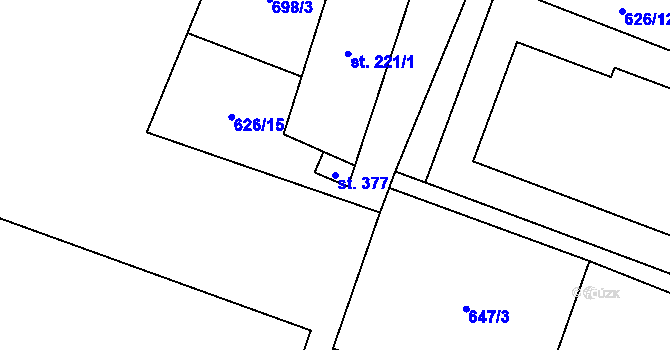 Parcela st. 377 v KÚ Loucká, Katastrální mapa