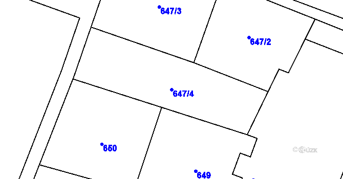 Parcela st. 647/4 v KÚ Loucká, Katastrální mapa