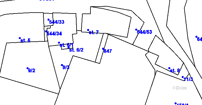 Parcela st. 6/4 v KÚ Miletice u Velvar, Katastrální mapa