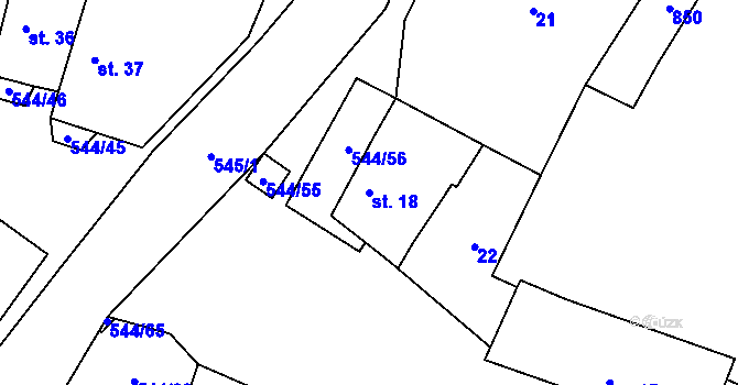 Parcela st. 18 v KÚ Miletice u Velvar, Katastrální mapa