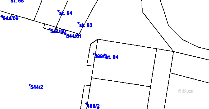 Parcela st. 84 v KÚ Miletice u Velvar, Katastrální mapa