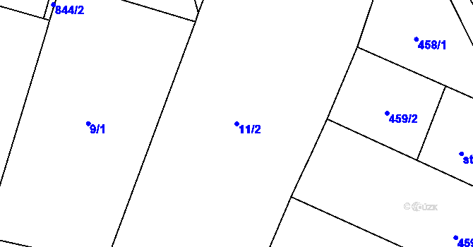 Parcela st. 11/2 v KÚ Miletice u Velvar, Katastrální mapa
