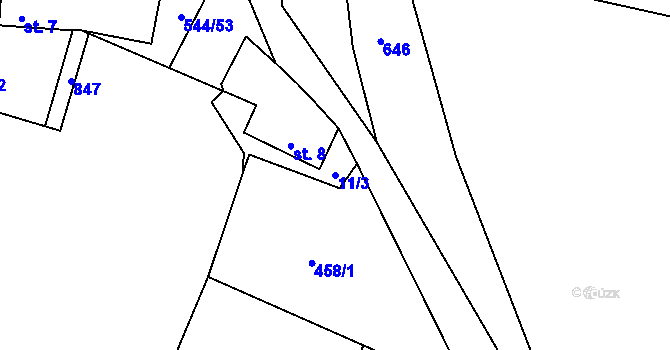 Parcela st. 11/3 v KÚ Miletice u Velvar, Katastrální mapa
