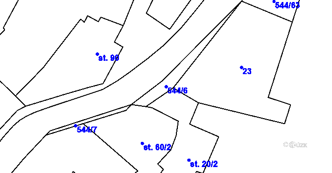 Parcela st. 544/6 v KÚ Miletice u Velvar, Katastrální mapa