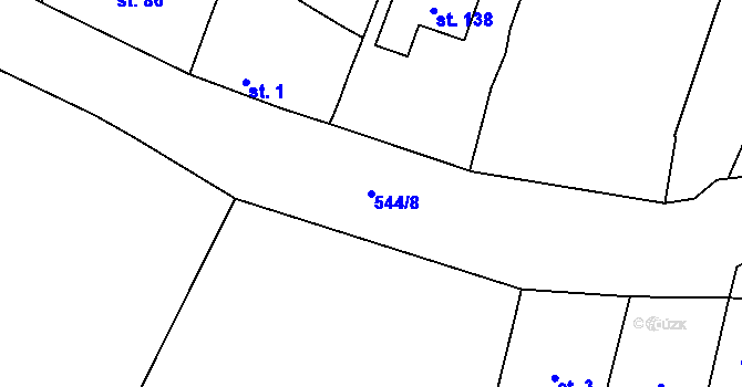 Parcela st. 544/8 v KÚ Miletice u Velvar, Katastrální mapa