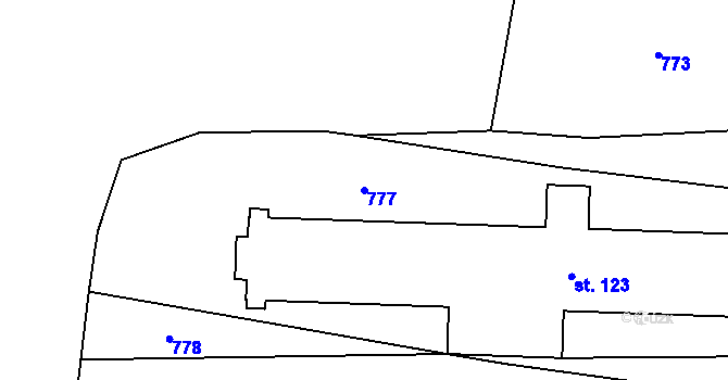 Parcela st. 777 v KÚ Miletice u Velvar, Katastrální mapa
