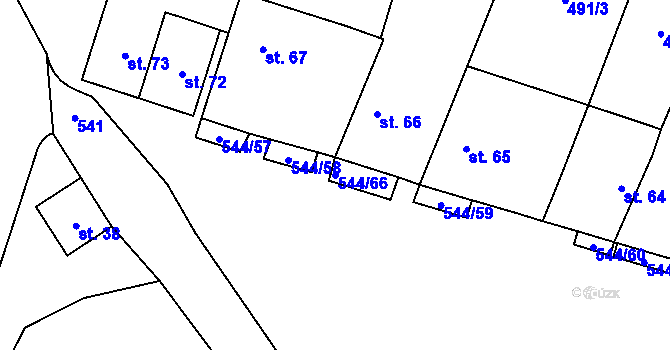 Parcela st. 544/66 v KÚ Miletice u Velvar, Katastrální mapa