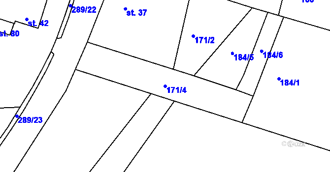 Parcela st. 171/4 v KÚ Černvír, Katastrální mapa