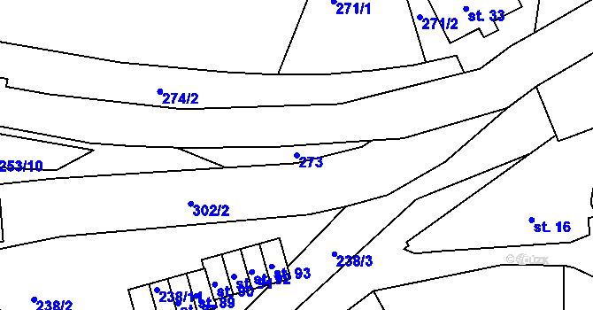 Parcela st. 273 v KÚ Černvír, Katastrální mapa