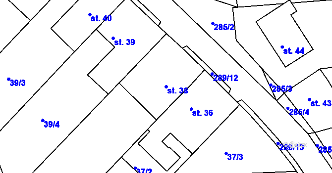 Parcela st. 38 v KÚ Černvír, Katastrální mapa