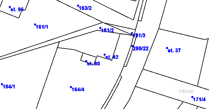 Parcela st. 42 v KÚ Černvír, Katastrální mapa