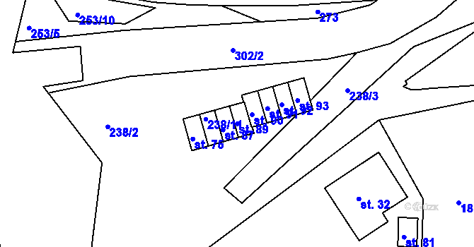 Parcela st. 89 v KÚ Černvír, Katastrální mapa