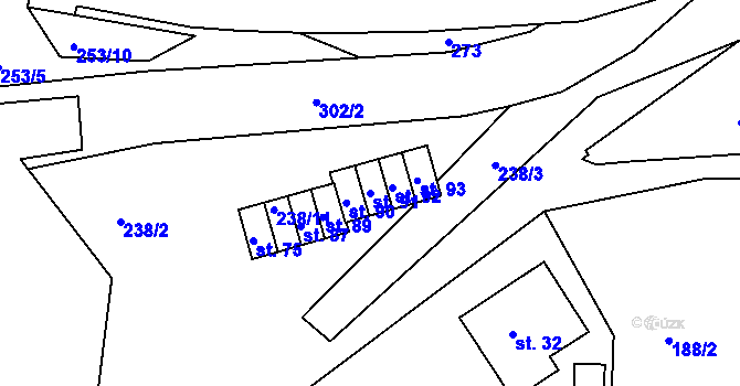 Parcela st. 91 v KÚ Černvír, Katastrální mapa