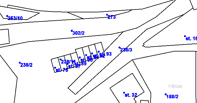 Parcela st. 93 v KÚ Černvír, Katastrální mapa