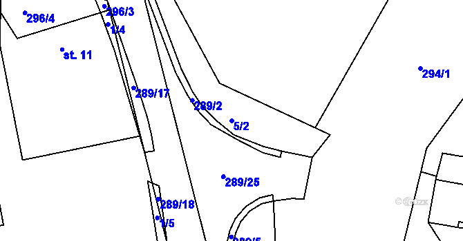 Parcela st. 5/2 v KÚ Černvír, Katastrální mapa