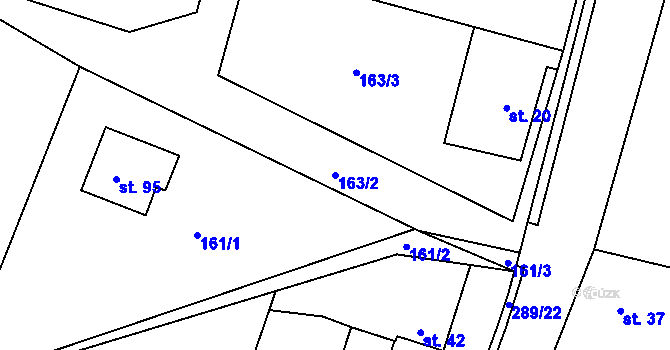 Parcela st. 163/2 v KÚ Černvír, Katastrální mapa