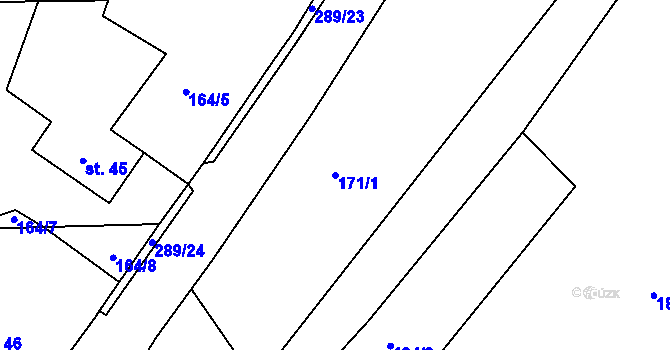 Parcela st. 171/1 v KÚ Černvír, Katastrální mapa