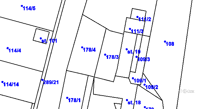Parcela st. 178/3 v KÚ Černvír, Katastrální mapa