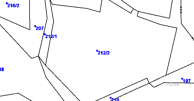 Parcela st. 212/2 v KÚ Černvír, Katastrální mapa
