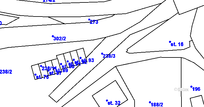 Parcela st. 238/3 v KÚ Černvír, Katastrální mapa