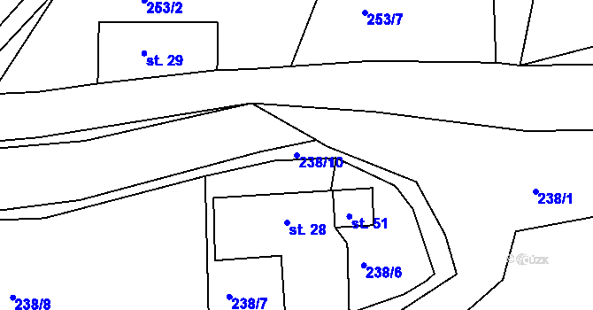 Parcela st. 238/10 v KÚ Černvír, Katastrální mapa