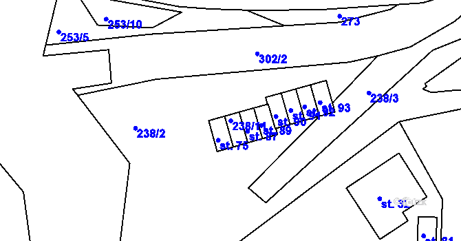 Parcela st. 238/11 v KÚ Černvír, Katastrální mapa