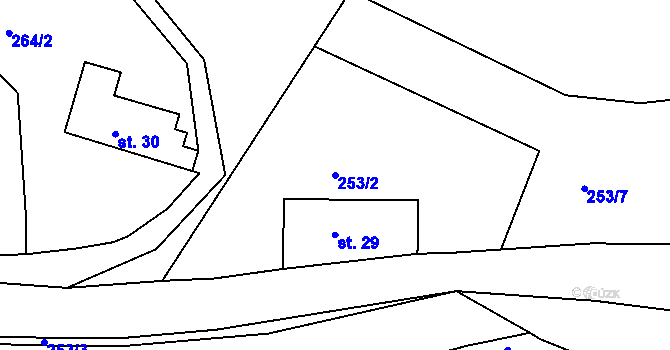 Parcela st. 253/2 v KÚ Černvír, Katastrální mapa