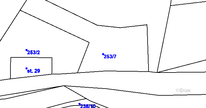 Parcela st. 253/7 v KÚ Černvír, Katastrální mapa