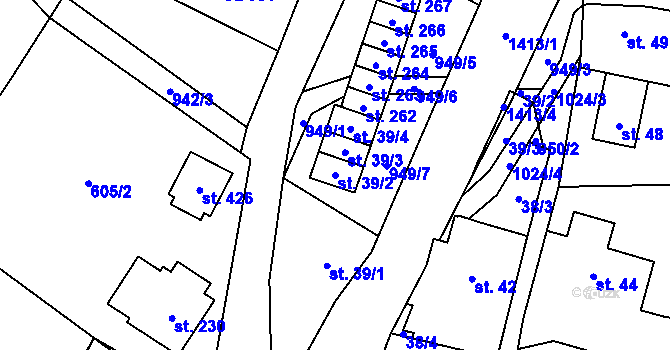 Parcela st. 39/2 v KÚ Černý Důl, Katastrální mapa