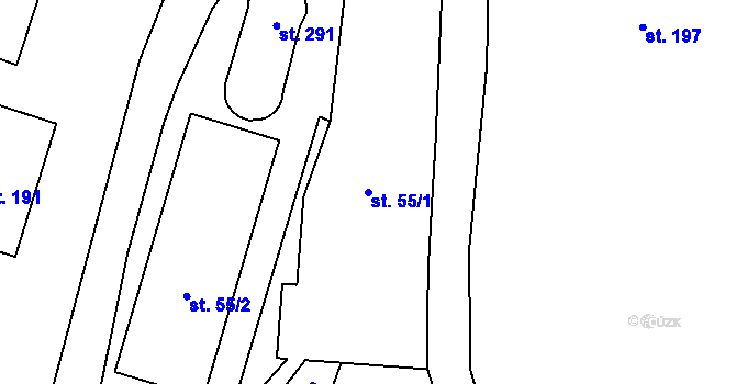 Parcela st. 55/1 v KÚ Černý Důl, Katastrální mapa