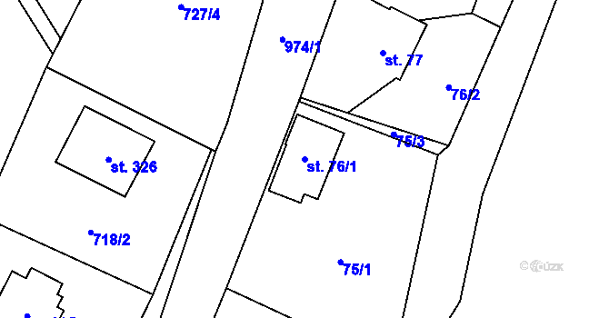 Parcela st. 76/1 v KÚ Černý Důl, Katastrální mapa