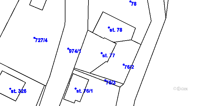 Parcela st. 77 v KÚ Černý Důl, Katastrální mapa