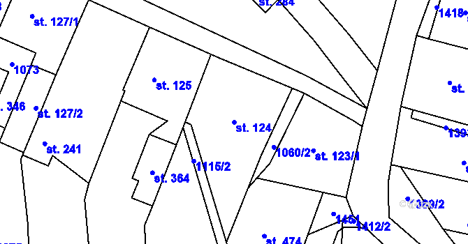 Parcela st. 124 v KÚ Černý Důl, Katastrální mapa
