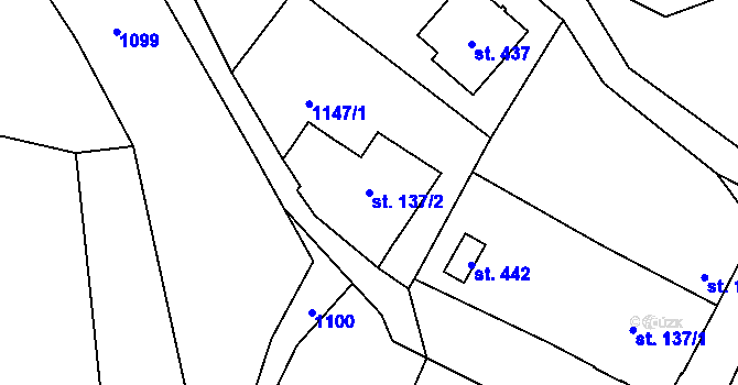 Parcela st. 137/2 v KÚ Černý Důl, Katastrální mapa