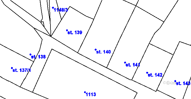 Parcela st. 140 v KÚ Černý Důl, Katastrální mapa