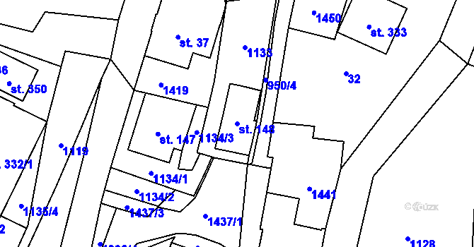 Parcela st. 148 v KÚ Černý Důl, Katastrální mapa